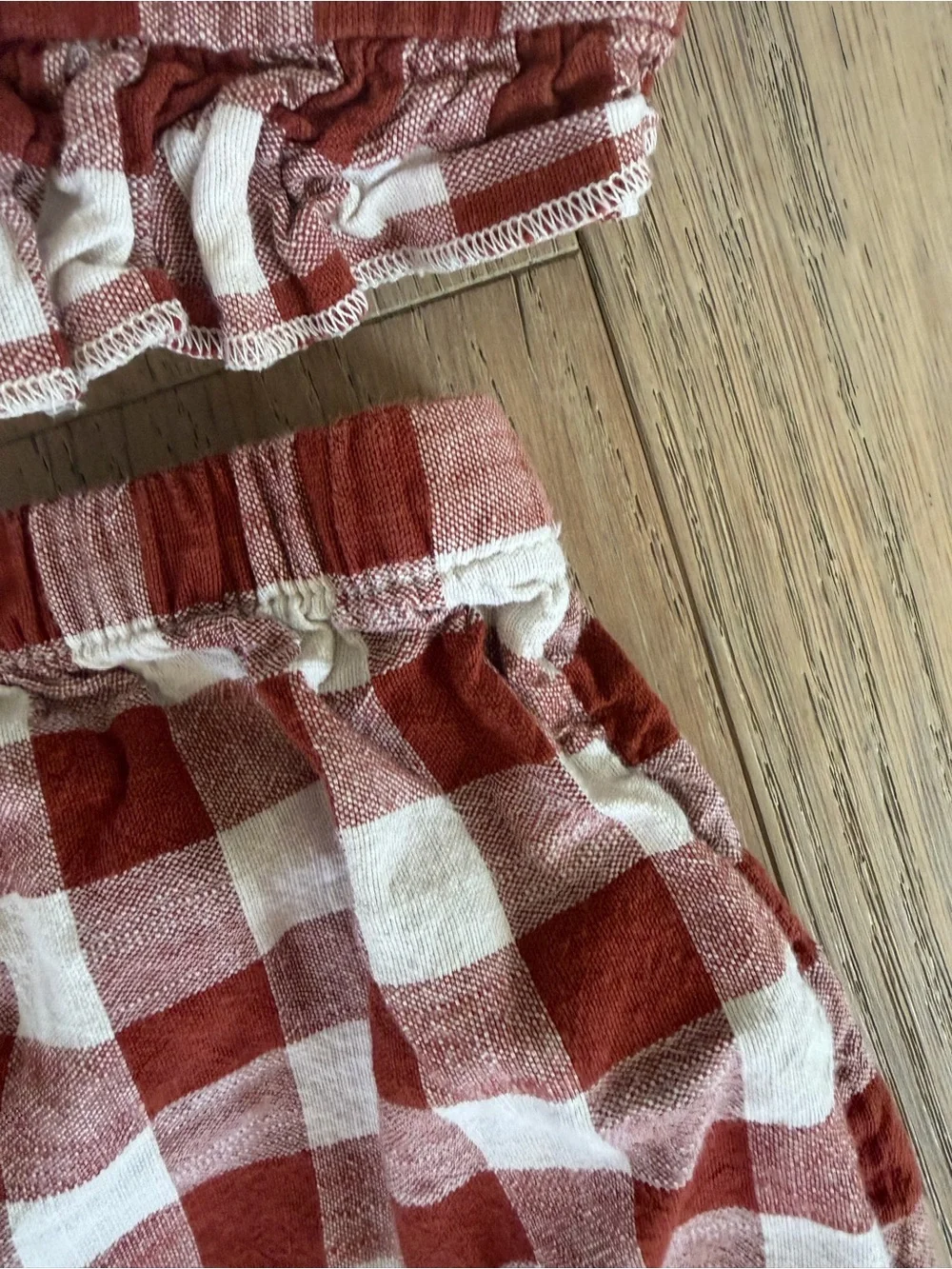 H&M White brown Gingham Button Front Tank Top Shorts Set Size 5T